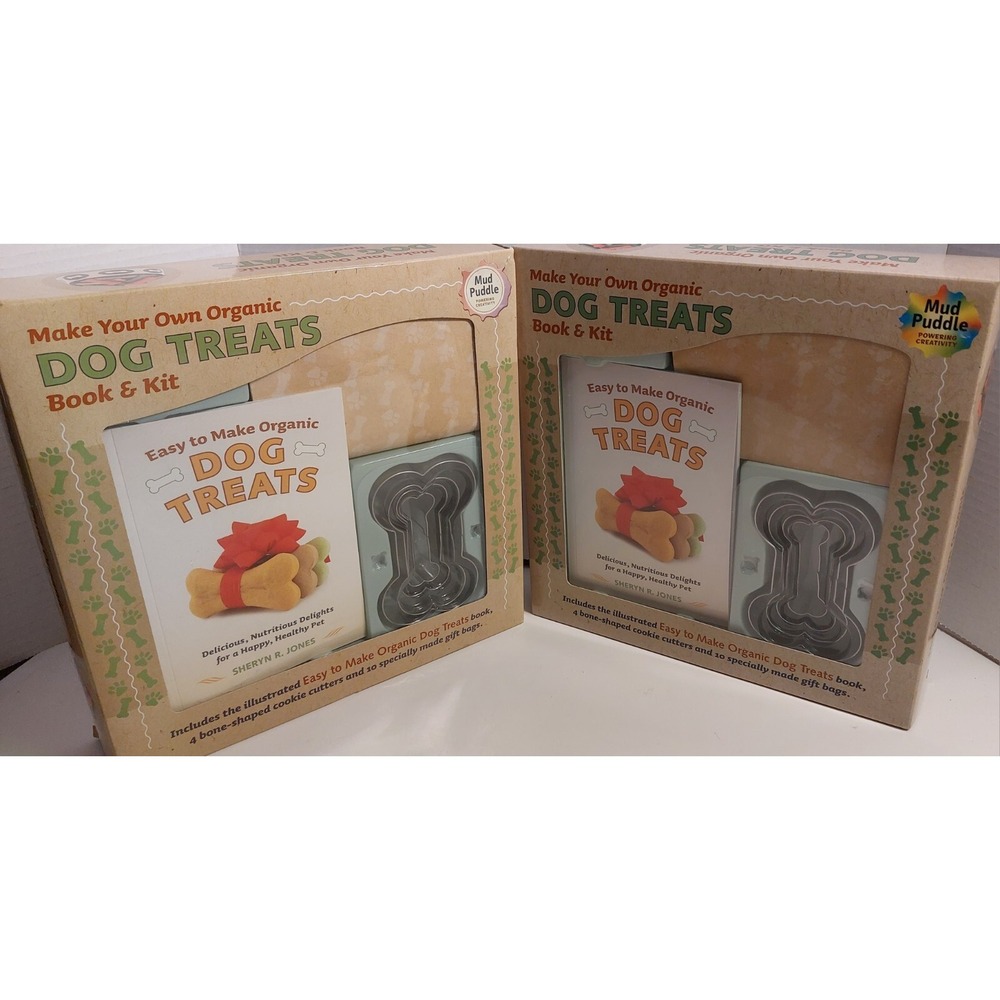 LOT 2 NEW Mud Puddle Make Your Own Organic Dog Treats Book Kits Incl Gift Bags